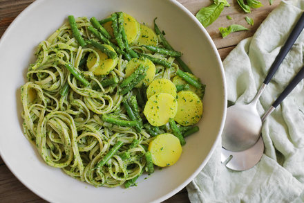 Image for Pasta, Green Beans and Potatoes With Pesto