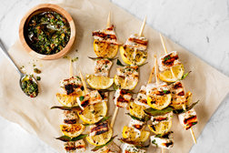Image for Grilled Swordfish Kebabs With Golden Raisin Chimichurri