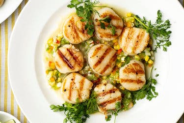 Grilled Sea Scallops With Corn and Pepper Salsa