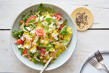 Couscous Salad With Turmeric, Chickpea and Tomato