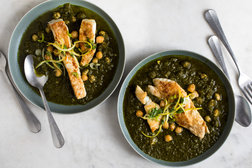 Image for Spiced Halibut With Spinach and Chickpea Stew