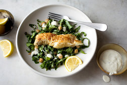 Image for Pan-Fried Halibut With Spiced Chickpea and Herb Salad