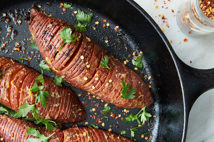 Image for Garlicky Hasselback Sweet Potatoes