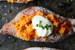 Image for Salt-Rubbed Sweet Potatoes With Sour Cream and Chives