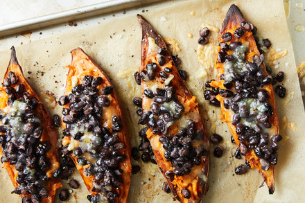 Image for Loaded Sweet Potatoes With Black Beans and Cheddar