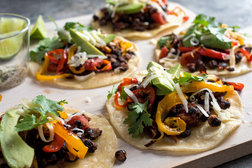 Image for Sheet-Pan Tostadas With Black Beans and Peppers