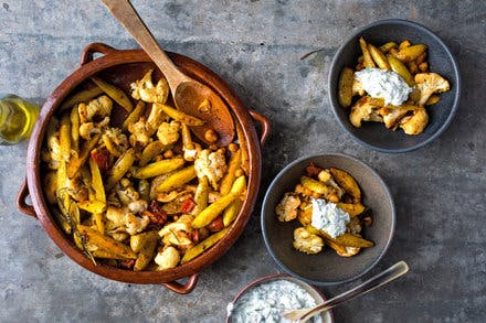 Spiced Chickpeas With Cauliflower and Roasted Lemon