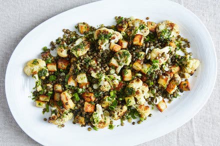 Roasted Cauliflower, Paneer and Lentil Salad