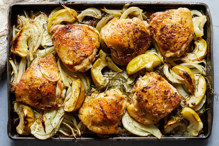 Image for Sheet-Pan Chicken With Apple, Fennel and Onion