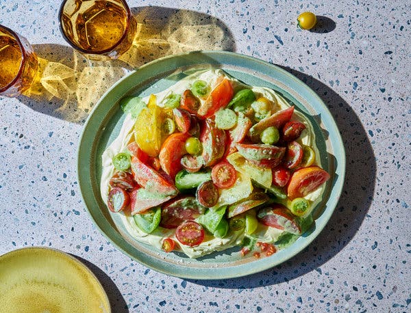 Tomato Salad on Cumin-Spiced Yogurt