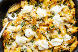 Image for Cheesy Baked Pumpkin Pasta With Kale