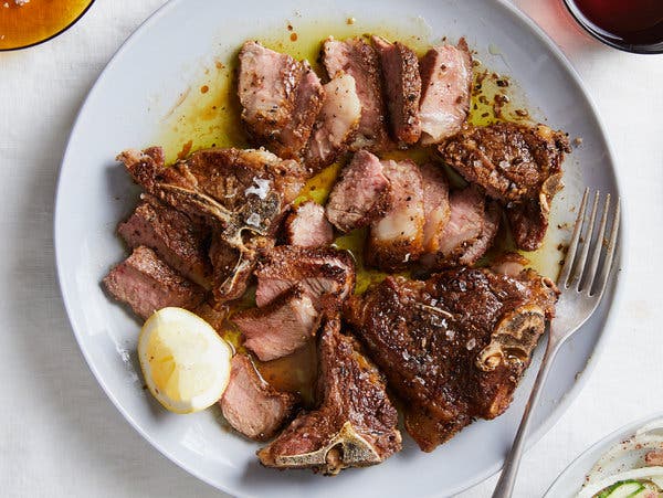 Spiced Lamb Chops With Fennel and Cucumber