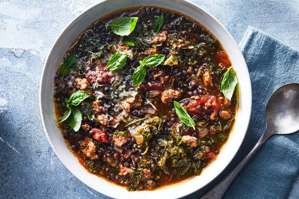 Slow Cooker Lentil Soup With Sausage and Greens