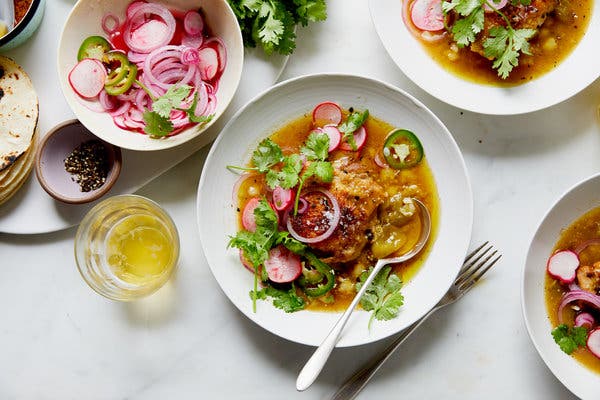 Braised Chicken Thighs With Tomatillos