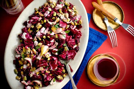 Beet and Radicchio Salad With Goat Cheese and Pistachios