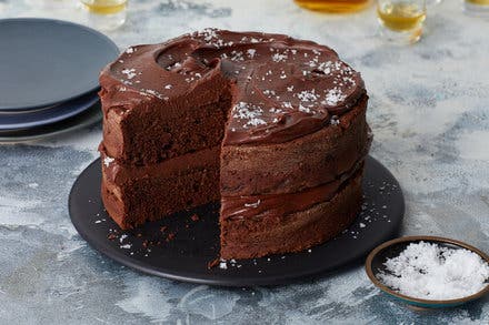 Salted Dark Chocolate Cake With Ganache Frosting