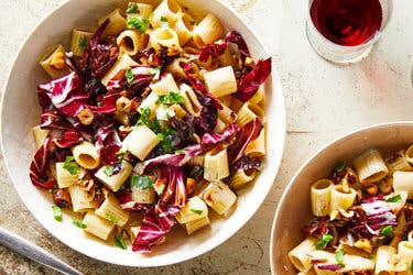 Pasta With Radicchio, Gorgonzola and Hazelnuts