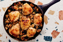 Image for Stock-and-Cider-Brined Chicken Over Stuffing