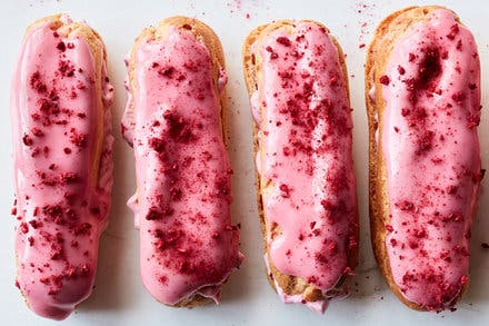 Raspberry and Cream Éclairs