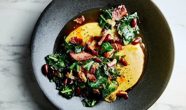 Quick-Braised Greens and Beans With Bacon