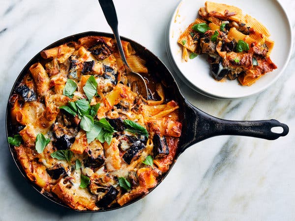 Cheesy Eggplant and Rigatoni Bake