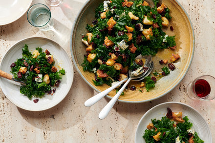 Image for Kale Salad With Cranberries, Pecans and Blue Cheese