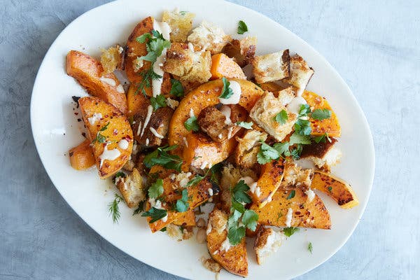 Roasted Butternut Squash Bread Salad