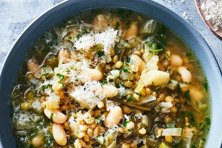 Pressure Cooker White Bean-Parmesan Soup