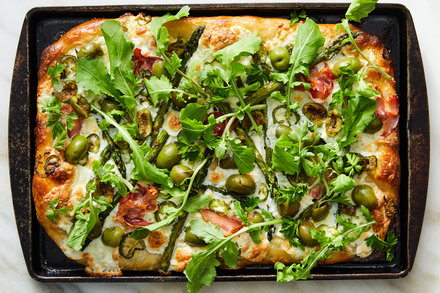 Image for Sheet-Pan Pizza With Asparagus and Arugula