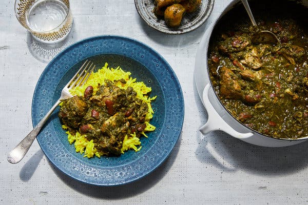 Khoresh-e Ghormeh Sabzi (Persian Herb, Bean and Lamb Stew)