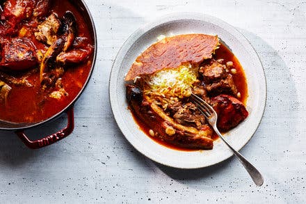 Khoresh-e Bademjoon (Persian Lamb, Eggplant and Tomato Stew)