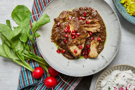 Image for Khoresh-e Fesenjoon (Persian Chicken Stew With Pomegranate and Walnuts)