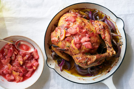 Image for Roasted Chicken With Lemon-Glazed Rhubarb