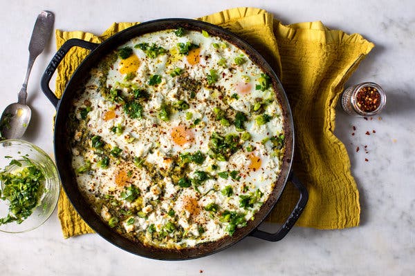 Herby Polenta With Corn, Eggs and Feta