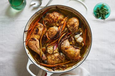 Olive Oil-Roasted Chicken With Caramelized Carrots