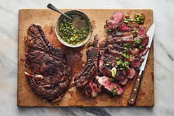 Image for Sous-Vide Rib Steaks With Spicy Salsa Verde