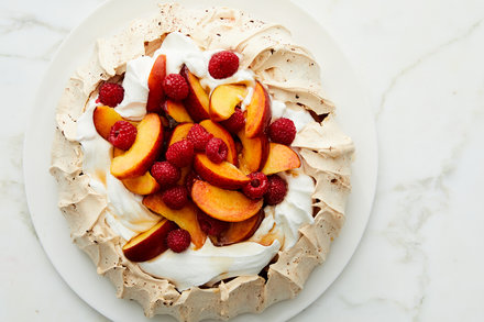 Image for Raspberry Pavlova With Peaches and Cream