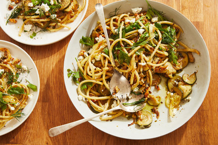 Image for Pasta With Zucchini, Feta and Fried Lemon