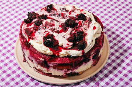 Summer Pudding With Blackberries and Peaches