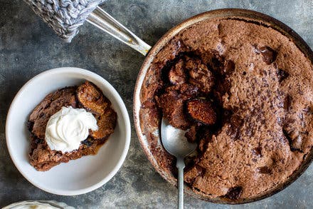 Warm Fig and Chocolate Sponge Cake