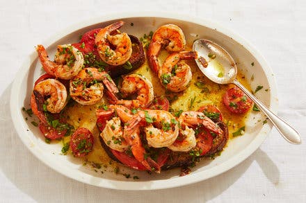 Tomato Toast With Buttered Shrimp