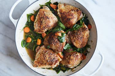 Skillet Mustard Chicken With Spinach and Carrots