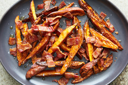 Image for Maple-Glazed Sweet Potato Wedges With Bacon