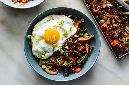 Image for Spicy Oven-Fried Rice With Gochujang and Fried Eggs