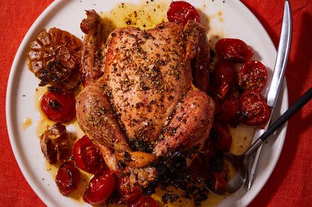 Slow-Roasted Oregano Chicken With Buttered Tomatoes