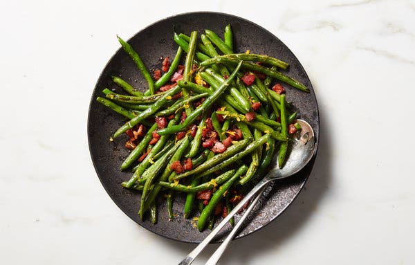 Roasted Green Beans With Pancetta and Lemon Zest