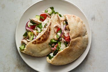 Turkey Pitas With Cucumbers, Chickpeas and Tahini