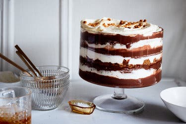 Salted Chocolate Pudding With Whipped Sour Cream