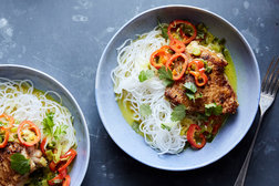 Image for Coconut-Braised Chicken Thighs With Turmeric and Peppers