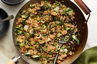 Gingery Fried Rice With Bok Choy, Mushrooms and Basil